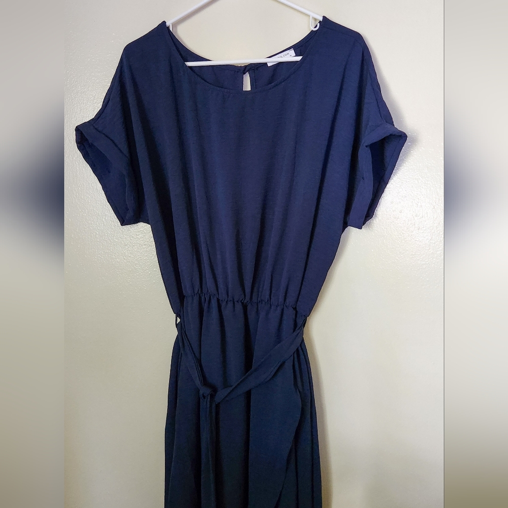 Navy Wrap Dress Plus Size Strech Waist 1XL